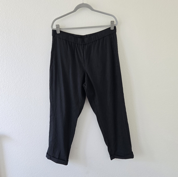 J. Jill Linen Stretch Pull On Pants Black Slim-leg Cropped Size Large New No Tag - Picture 3 of 15